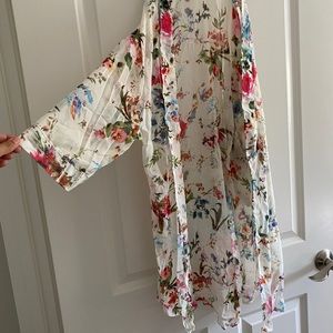 NWOT White Floral Cover Up